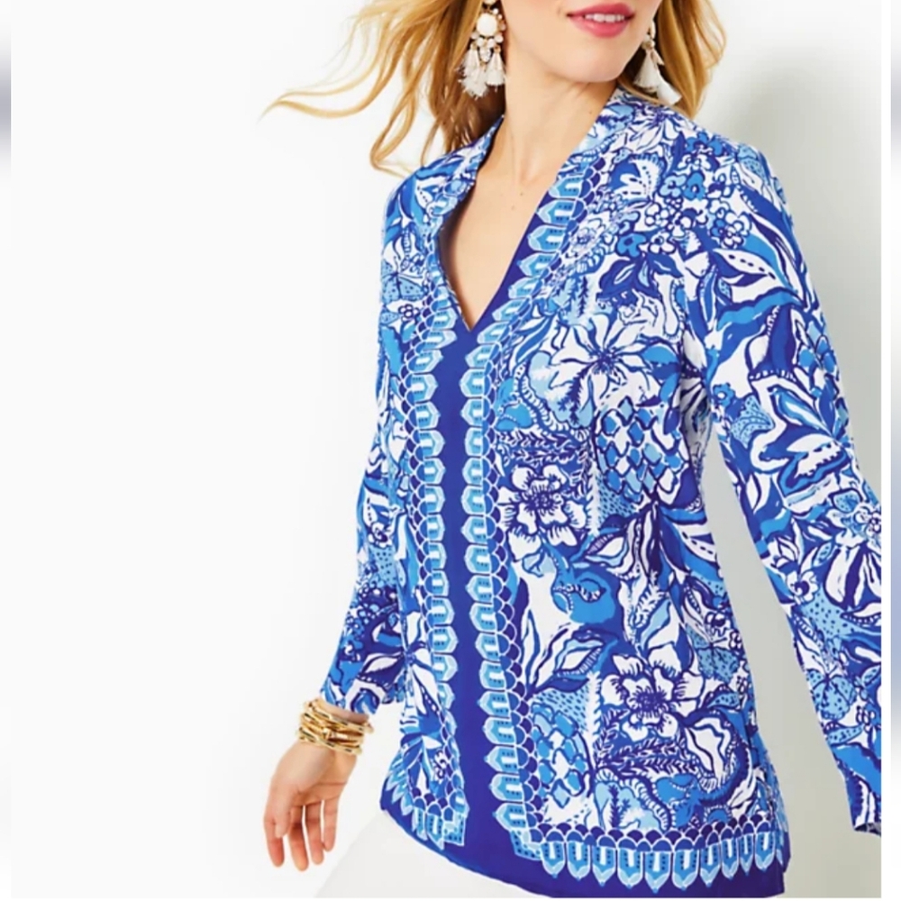 Lilly Pulitzer NWOT Luna Bay Linen Tunic  Size S